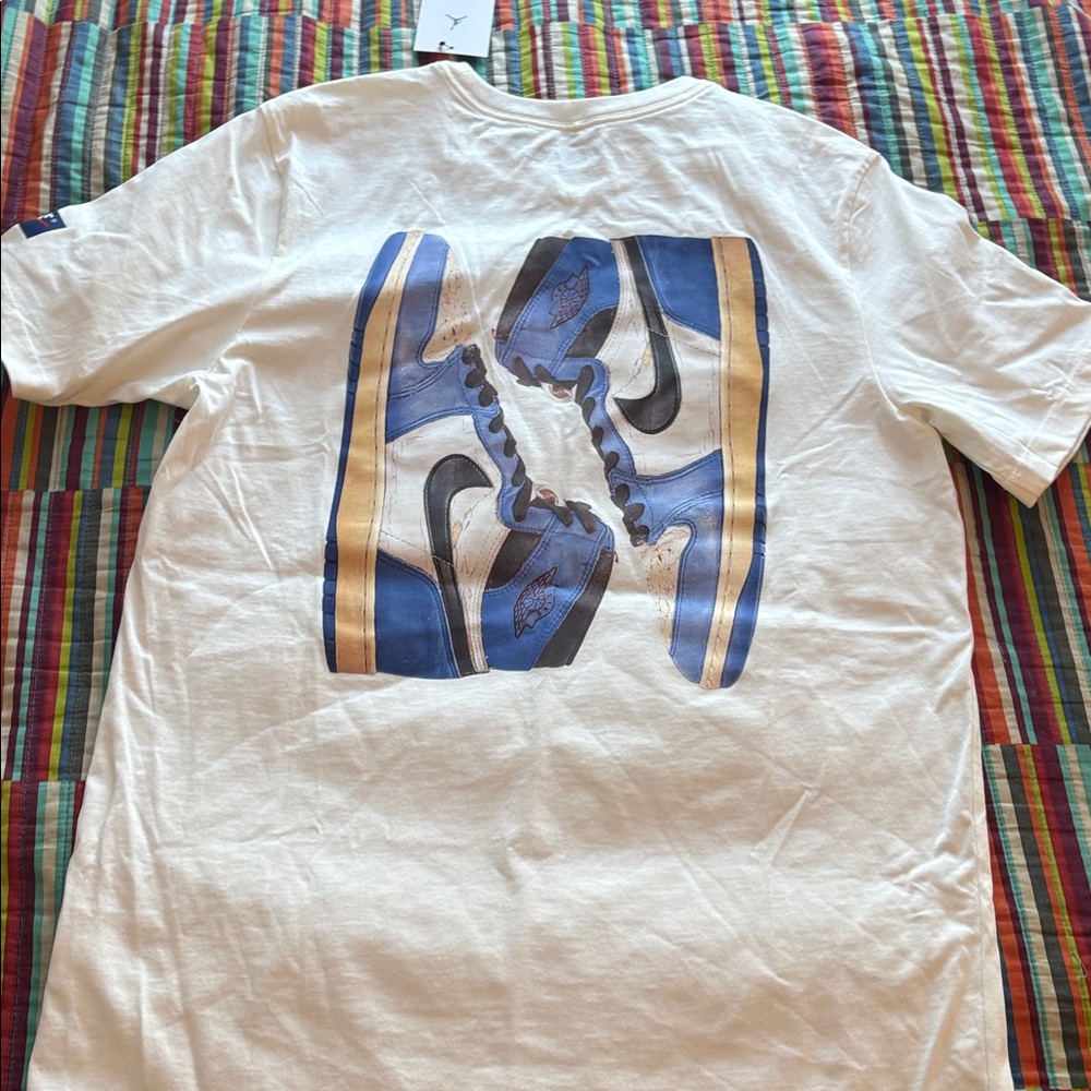 Jordan Cream Short Sleeve Tee double side embroidered size medium nwt